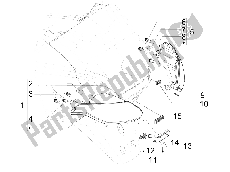 Todas las partes para Faros Traseros - Luces Intermitentes de Piaggio MP3 400 IE MIC 2008