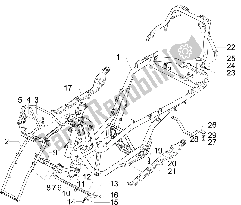 Todas las partes para Marco / Carrocería de Piaggio MP3 400 IE MIC USA 2009