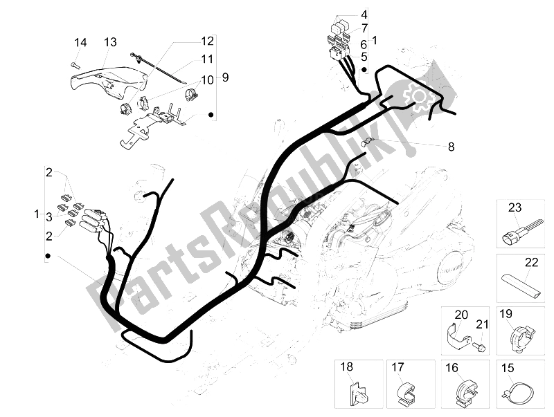 Toutes les pièces pour le Faisceau De Câbles Principal du Piaggio Liberty 150 Iget 4T 3V IE ABS EU 2015