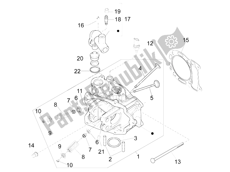 Toutes les pièces pour le Unité De Tête - Valve du Piaggio MP3 125 IE 2008