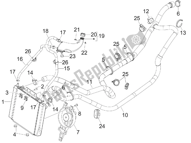 Toutes les pièces pour le Système De Refroidissement du Piaggio MP3 400 IE LT Touring 2011