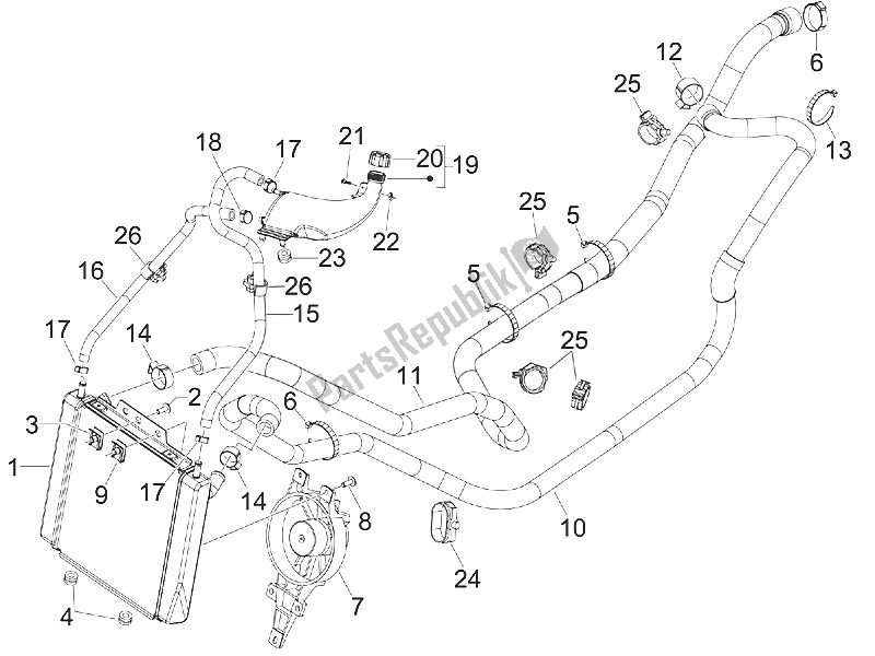 Toutes les pièces pour le Système De Refroidissement du Piaggio MP3 500 LT Sport Business 2011