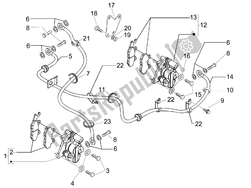 Todas as partes de Tubos De Freios - Pinças do Piaggio BV 250 USA 2007