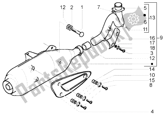 All parts for the Silencer of the Piaggio X9 250 Evolution 2000