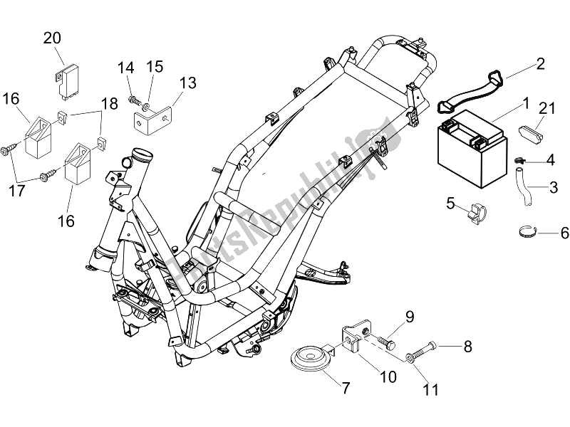 All parts for the Remote Control Switches - Battery - Horn of the Piaggio Beverly 125 E3 2007