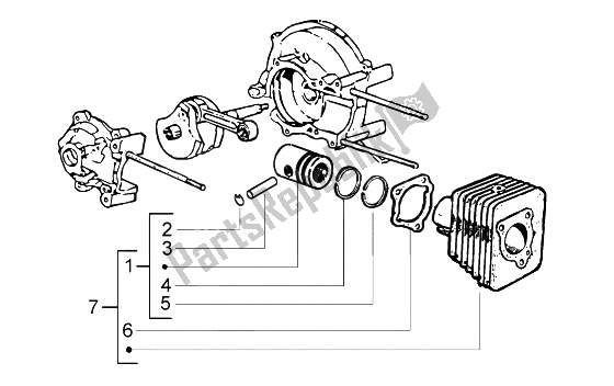 All parts for the Cylinder- Piston, Assy of the Piaggio Ciao 50 2002