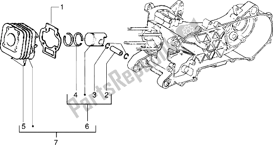 Tutte le parti per il Perno Cilindro-pistone-polso, Completo del Piaggio Sfera RST 50 1995