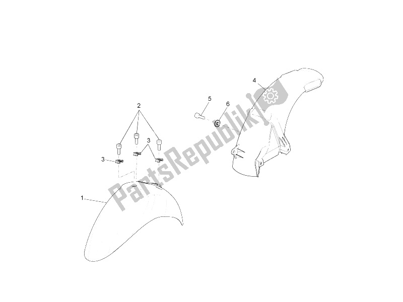 Todas as partes de Alojamento Da Roda - Guarda-lamas do Piaggio Liberty 150 4T E3 MOC 2009