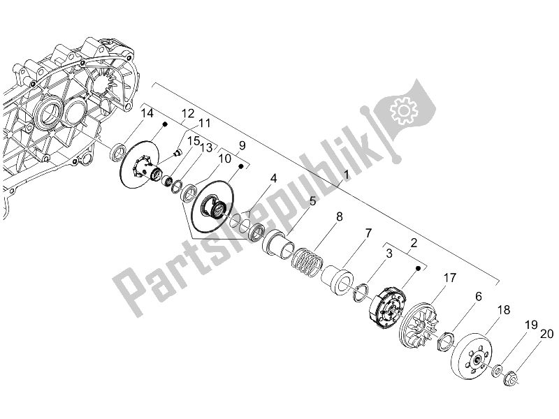 Toutes les pièces pour le Poulie Menée du Piaggio X8 125 Potenziato 2005