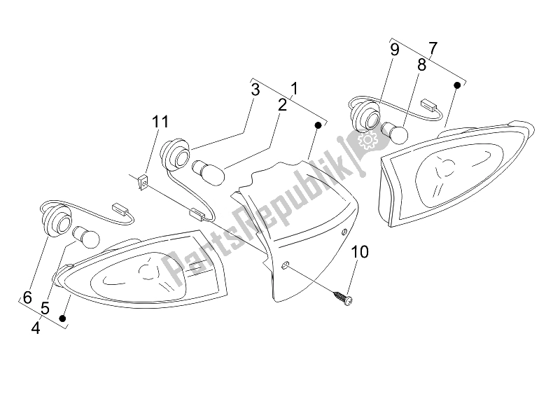 Todas las partes para Faros Traseros - Luces Intermitentes de Piaggio FLY 50 2T 2010