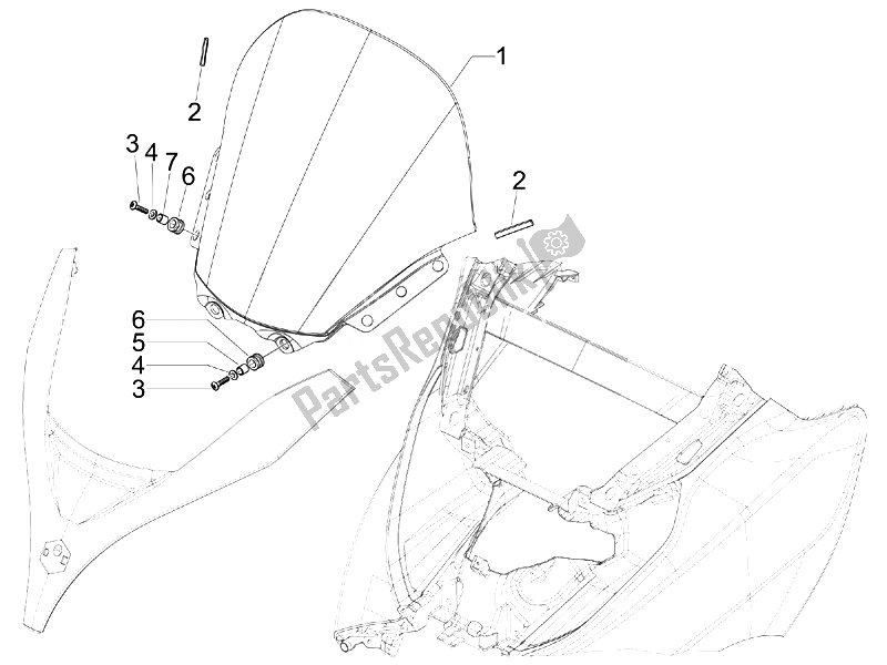Wszystkie części do Szyba Przednia - Szk? O Piaggio MP3 250 USA 2007