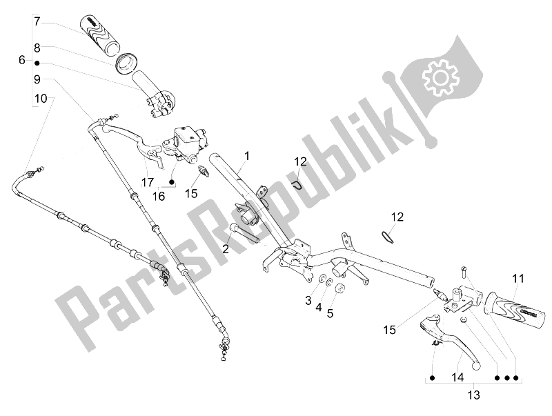 Wszystkie części do Kierownica - Master Cil. Piaggio Liberty 125 Iget 4T 3V IE ABS EU 2015