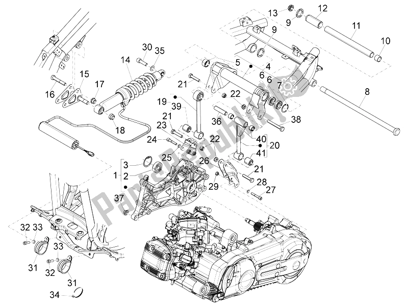 Wszystkie części do Tylne Zawieszenie - Amortyzator / I Piaggio X 10 500 4T 4V I E E3 2012