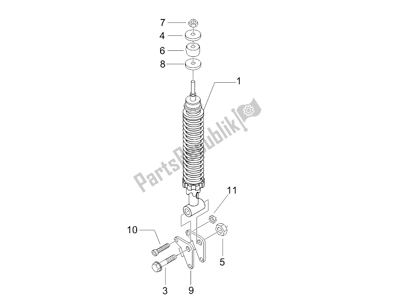All parts for the Rear Suspension - Shock Absorber/s of the Piaggio Liberty 125 4T 2V IE PTT I 2012