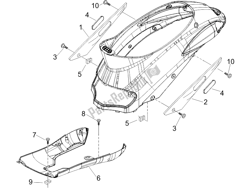 Tutte le parti per il Coperchio Laterale - Spoiler del Piaggio Liberty 150 4T Sport E3 2008