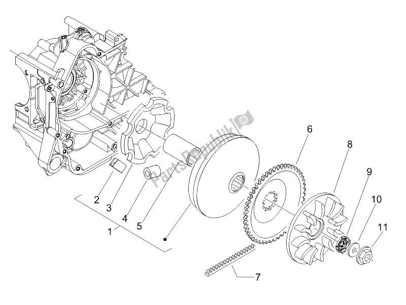 All parts for the Driving Pulley of the Piaggio Liberty 50 4T PTT B NL 2006