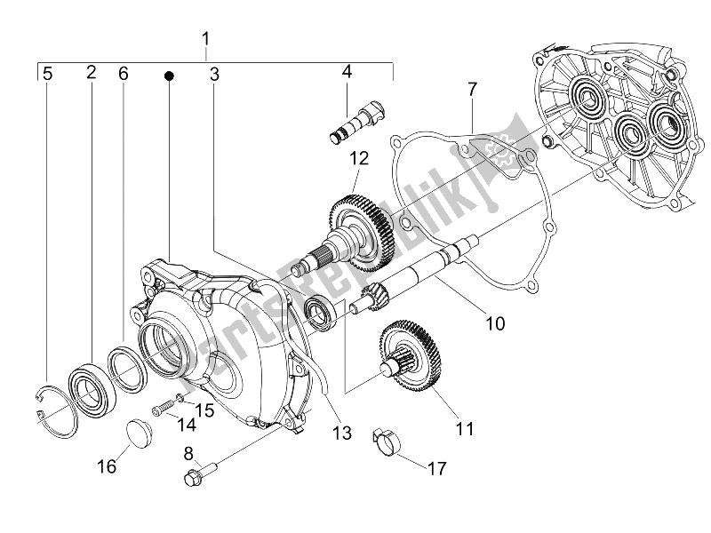 All parts for the Reduction Unit of the Piaggio Liberty 125 4T 2V E3 2009