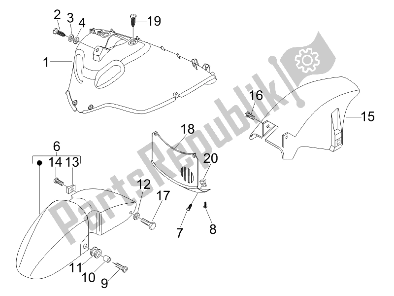Tutte le parti per il Passaruota - Parafango del Piaggio X8 125 Premium Euro 3 2007