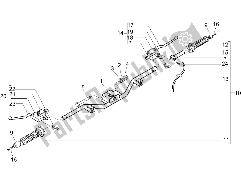 Todas as partes de Guiador - Master Cil. Do Piaggio Beverly 125 E3 2007