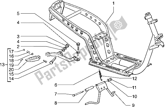 Toutes les pièces pour le Support Central Châssis du Piaggio Typhoon 125 X 2003