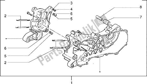 All parts for the Crankcase of the Piaggio ZIP Freno A Disco 50 1995