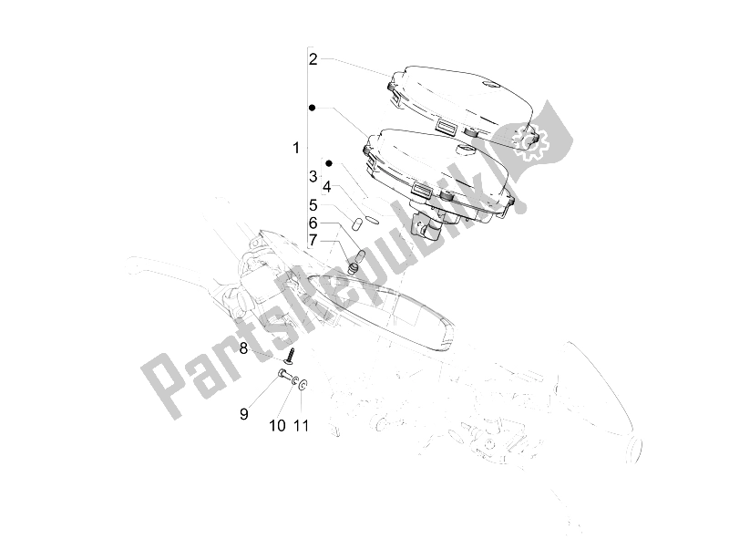 Toutes les pièces pour le Tableau De Bord Combiné du Piaggio Liberty 150 4T E3 MOC 2009