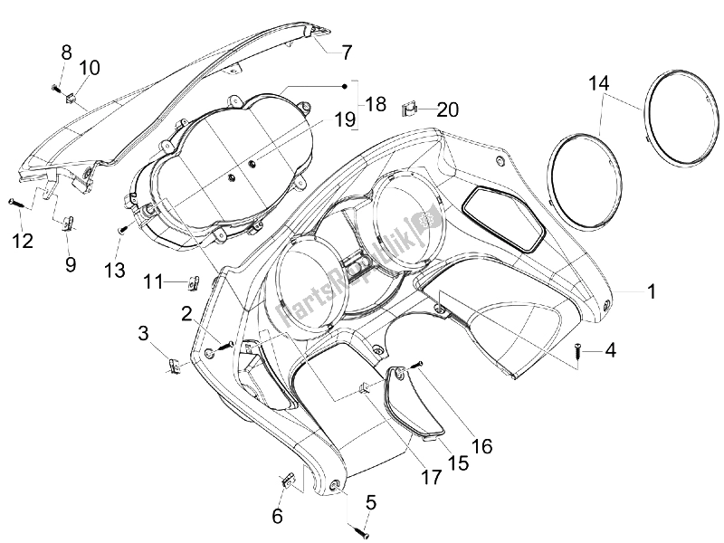 Toutes les pièces pour le Tableau De Bord Combiné du Piaggio MP3 125 IE 2008