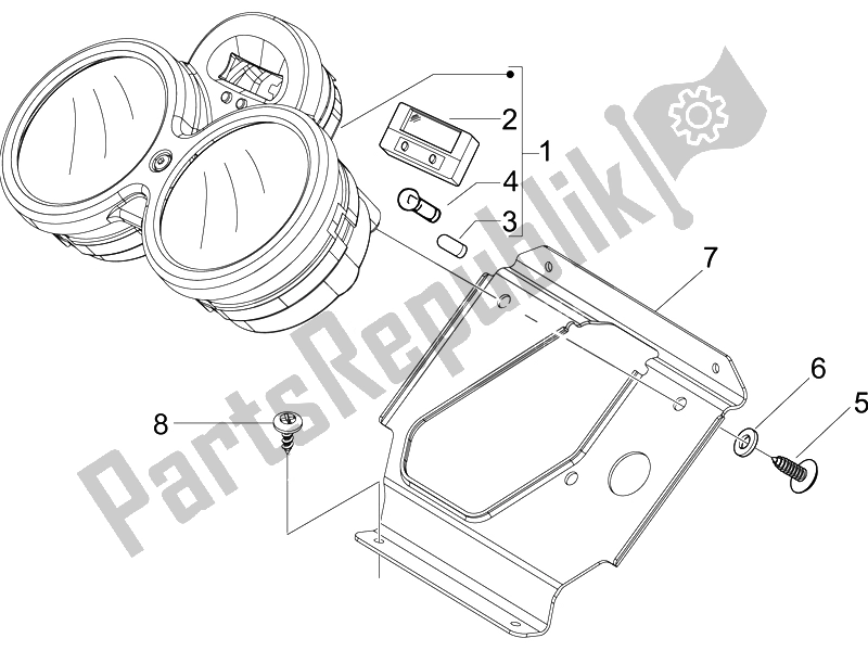 Tutte le parti per il Quadro Strumenti-quadro Comandi del Piaggio Beverly 125 E3 2007