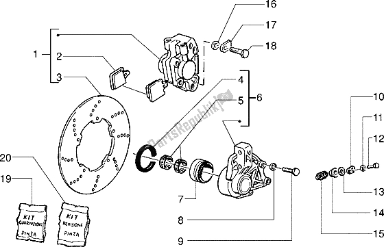 All parts for the Disc Brake Caliper of the Piaggio Skipper 125 1995