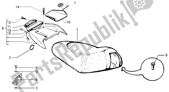 All parts for the Saddle of the Piaggio NRG MC3 DT 50 2004