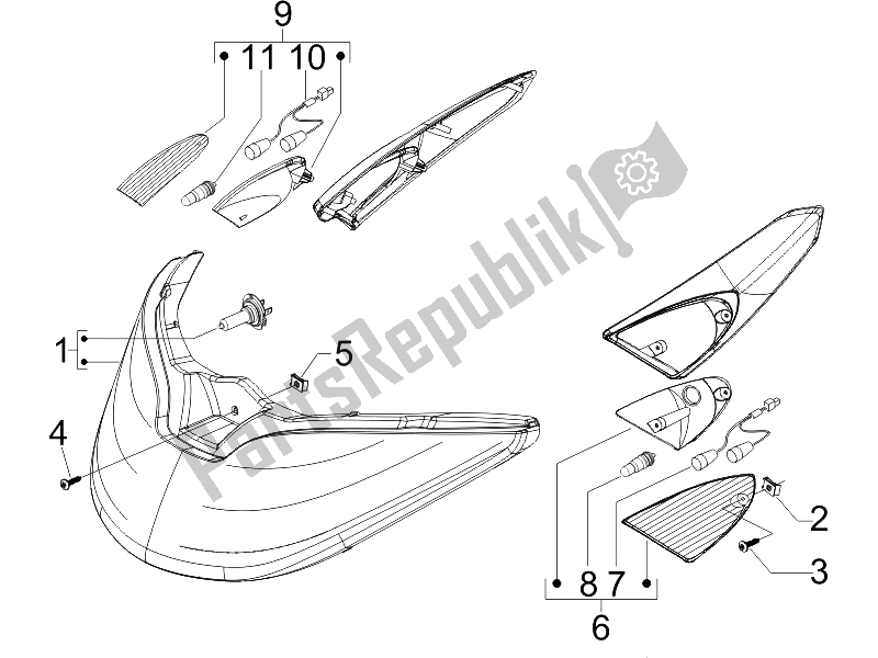 Toutes les pièces pour le Phares Avant - Clignotants du Piaggio X8 400 IE Euro 3 UK 2006