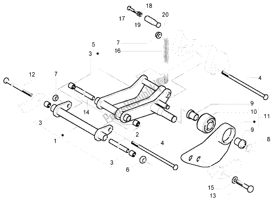 Toutes les pièces pour le Bras Oscillant du Piaggio FLY 50 4T 2008