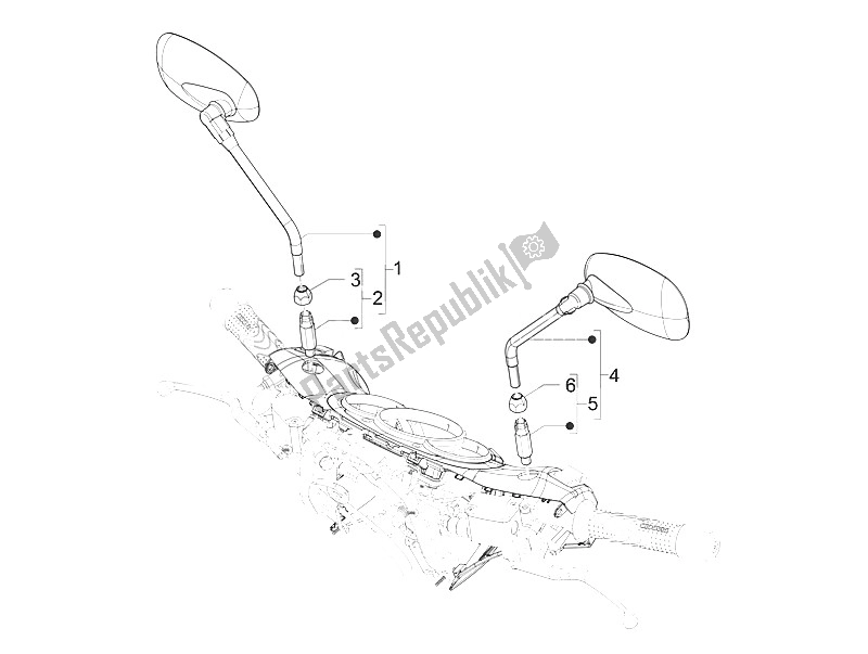All parts for the Driving Mirror/s of the Piaggio Beverly 300 IE ABS E4 EU 2016