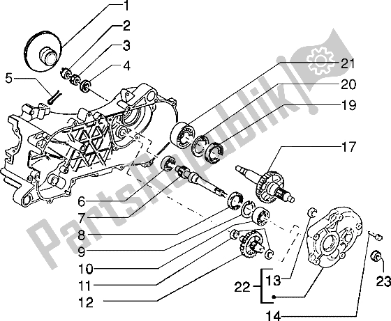 Tutte le parti per il Albero Ruota Posteriore del Piaggio Typhoon 50 XR 2000