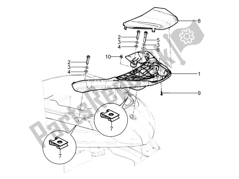 Toutes les pièces pour le Porte-bagages Arrière du Piaggio Beverly 300 RST S 4T 4V IE E3 2010