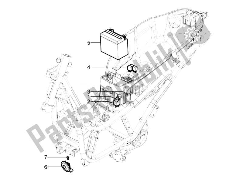 All parts for the Remote Control Switches - Battery - Horn of the Piaggio Beverly 125 RST 4T 4V IE E3 2010