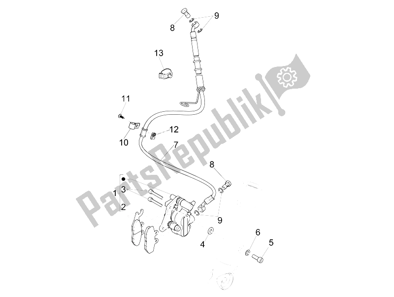 Todas las partes para Tubos De Frenos - Pinzas de Piaggio FLY 125 4T E3 Vietnam 2012