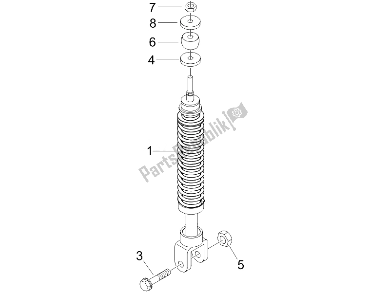 All parts for the Rear Suspension - Shock Absorber/s of the Piaggio Liberty 50 4T Sport 2007