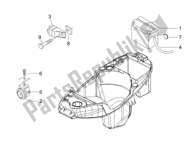 Toutes les pièces pour le Télécommandes - Batterie - Klaxon du Piaggio Liberty 50 4T PTT D 2014