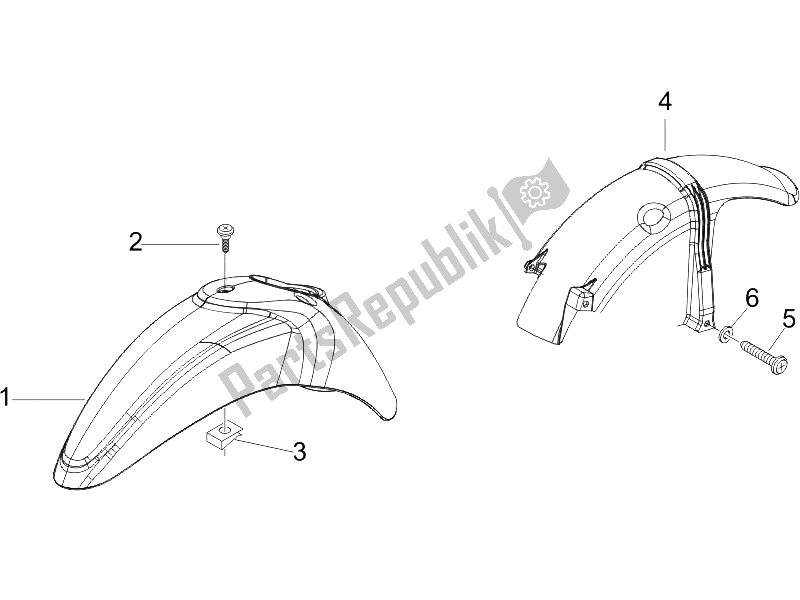 All parts for the Wheel Huosing - Mudguard of the Piaggio Liberty 200 4T 2006