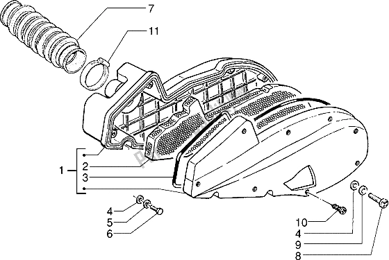 All parts for the Air Cleaner of the Piaggio Skipper 125 1995