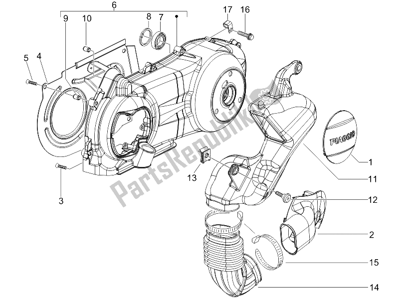 Todas las partes para Tapa Del Cárter - Enfriamiento Del Cárter de Piaggio MP3 125 2006