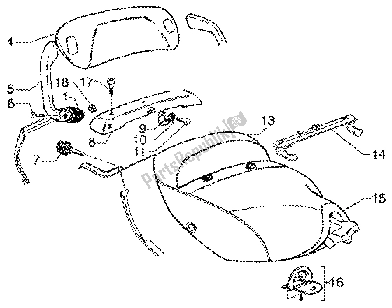 All parts for the Saddle of the Piaggio Super Hexagon GTX 125 2003