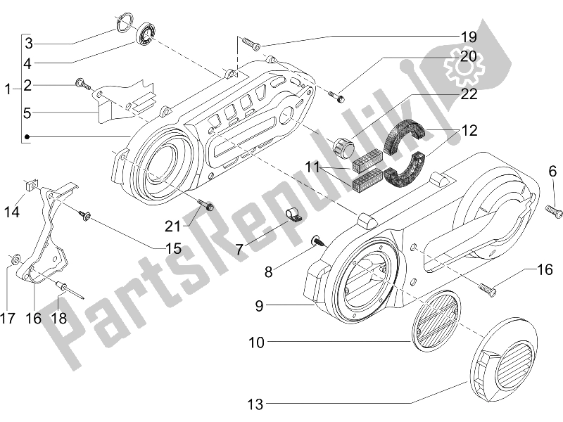 Toutes les pièces pour le Couvercle De Carter - Refroidissement Du Carter du Piaggio BV 500 2005