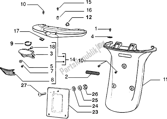 All parts for the Rear Tail Lamp - Rear Guard of the Piaggio ZIP SP H2O 50 1998