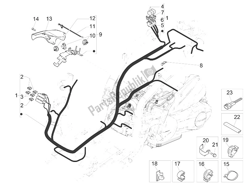 Toutes les pièces pour le Faisceau De Câbles Principal du Piaggio Liberty 150 Iget 4T 3V IE ABS Asia 2016