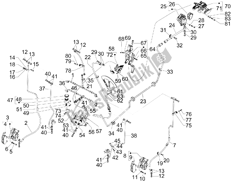 All parts for the Brakes Pipes - Calipers of the Piaggio MP3 250 2006