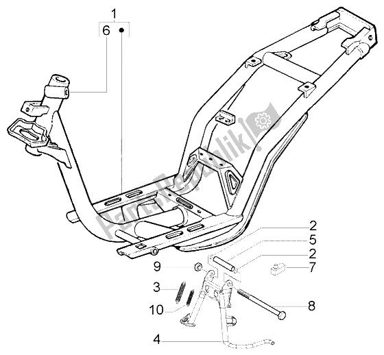 Toutes les pièces pour le Support Central Chasis du Piaggio FLY 50 4T 2007