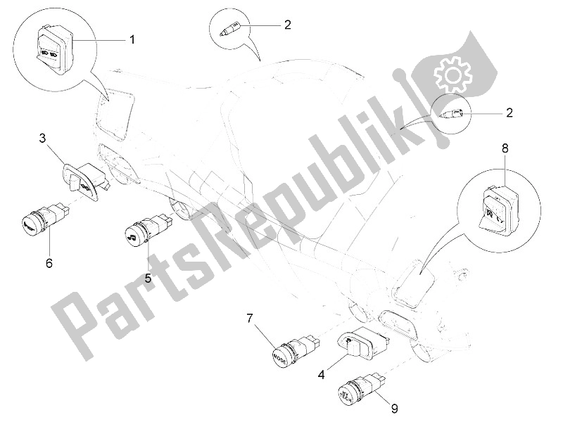 Toutes les pièces pour le Sélecteurs - Interrupteurs - Boutons du Piaggio Liberty Elettrico PPT AT SP 50 2011