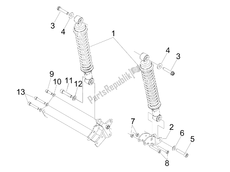 Wszystkie części do Tylne Zawieszenie - Amortyzator / I Piaggio X7 125 Euro 3 2008